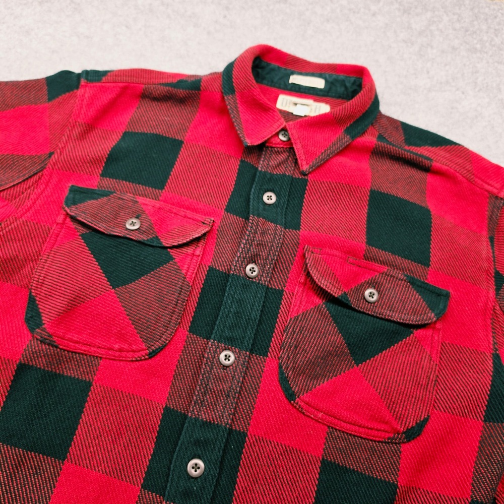 Duluth Trading Co Untucked Relaxed Fit Buffalo Plaid Flannel Shirt Red Black L